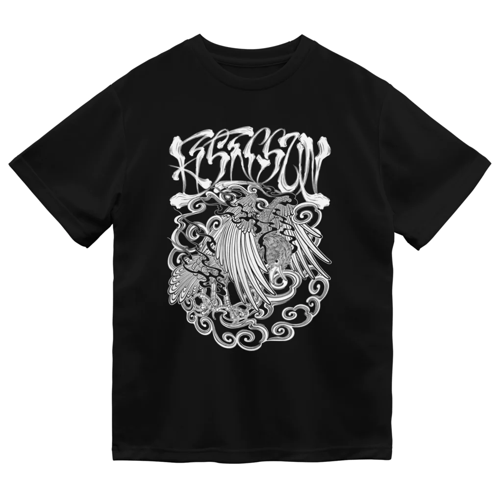 Y's Ink Works Official Shop at suzuriのRising sun Crow (White Print) ドライTシャツ