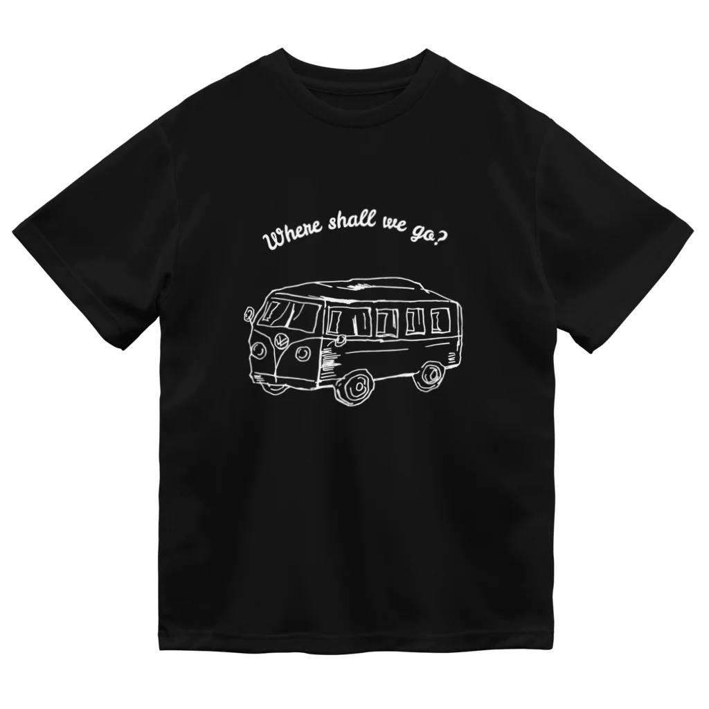 ブルーカメラのシンプルTシャツ屋のワーゲンバスでどこ行く？Tシャツ Dry T-Shirt