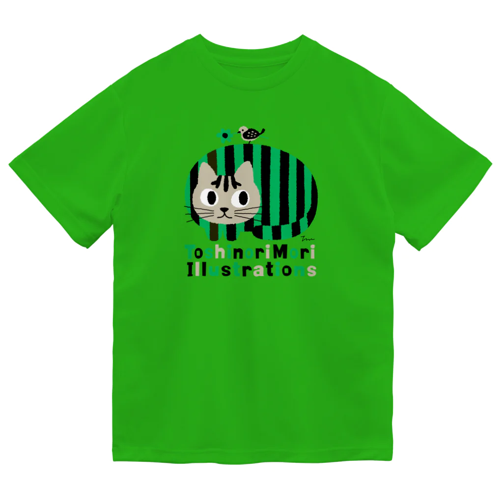 TOSHINORI-MORIのグリと小鳥（グリーン） ドライTシャツ