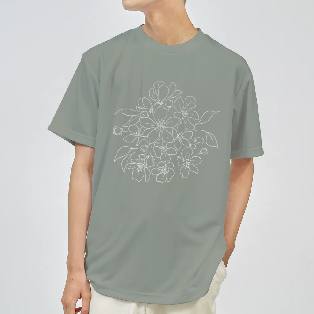 ぺんしるのヒメリンゴの花（白） ドライTシャツ