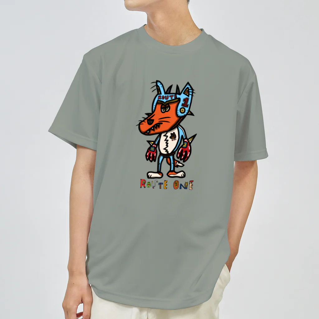 oekaki/ROUTE ONEのハンドヒーロー★ガードDOG ドライTシャツ