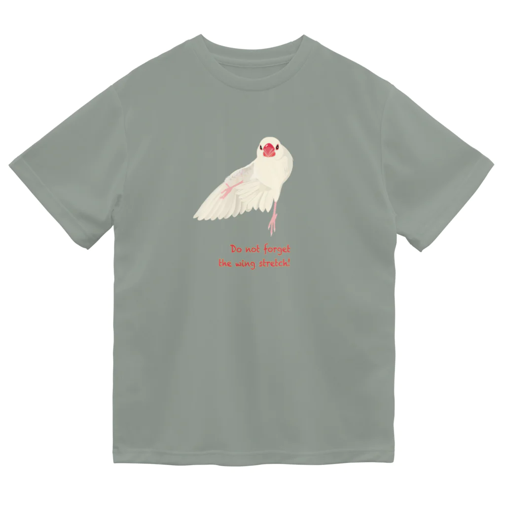 文鳥中心のDo not forget  the wing stretch!（ダーク用） ドライTシャツ