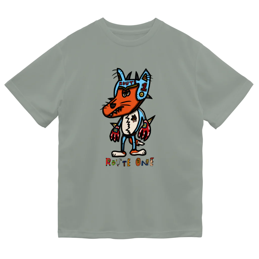 oekaki/ROUTE ONEのハンドヒーロー★ガードDOG ドライTシャツ