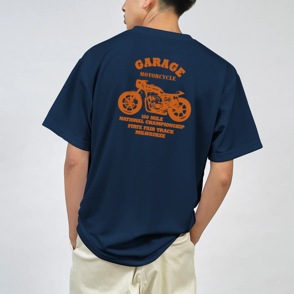キッズモード某の武骨なバイクデザイン orange(前後pt） ドライTシャツ