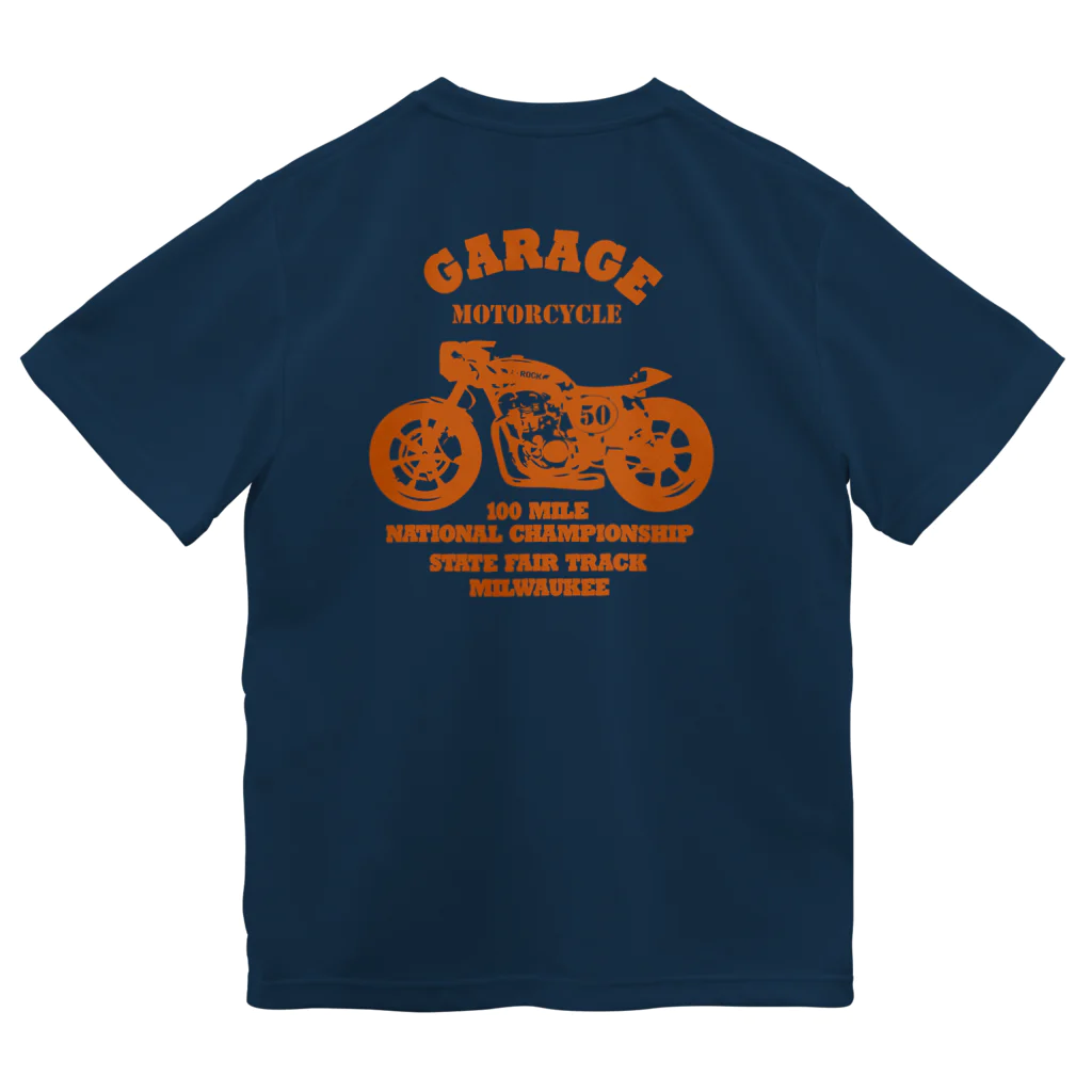 キッズモード某の武骨なバイクデザイン orange(前後pt） ドライTシャツ