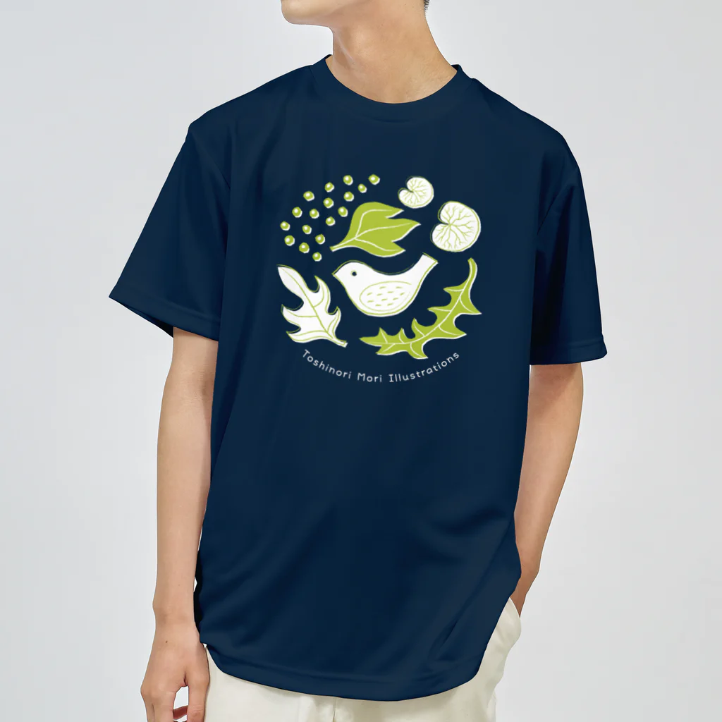 TOSHINORI-MORIの鳥と野ぶどう（キミドリ） Dry T-Shirt