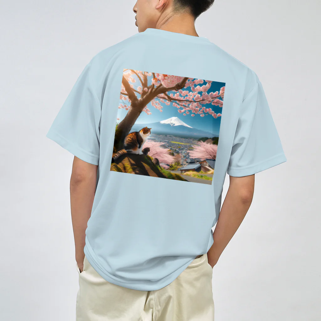 猫好き Japanの富士山と猫 Dry T-Shirt