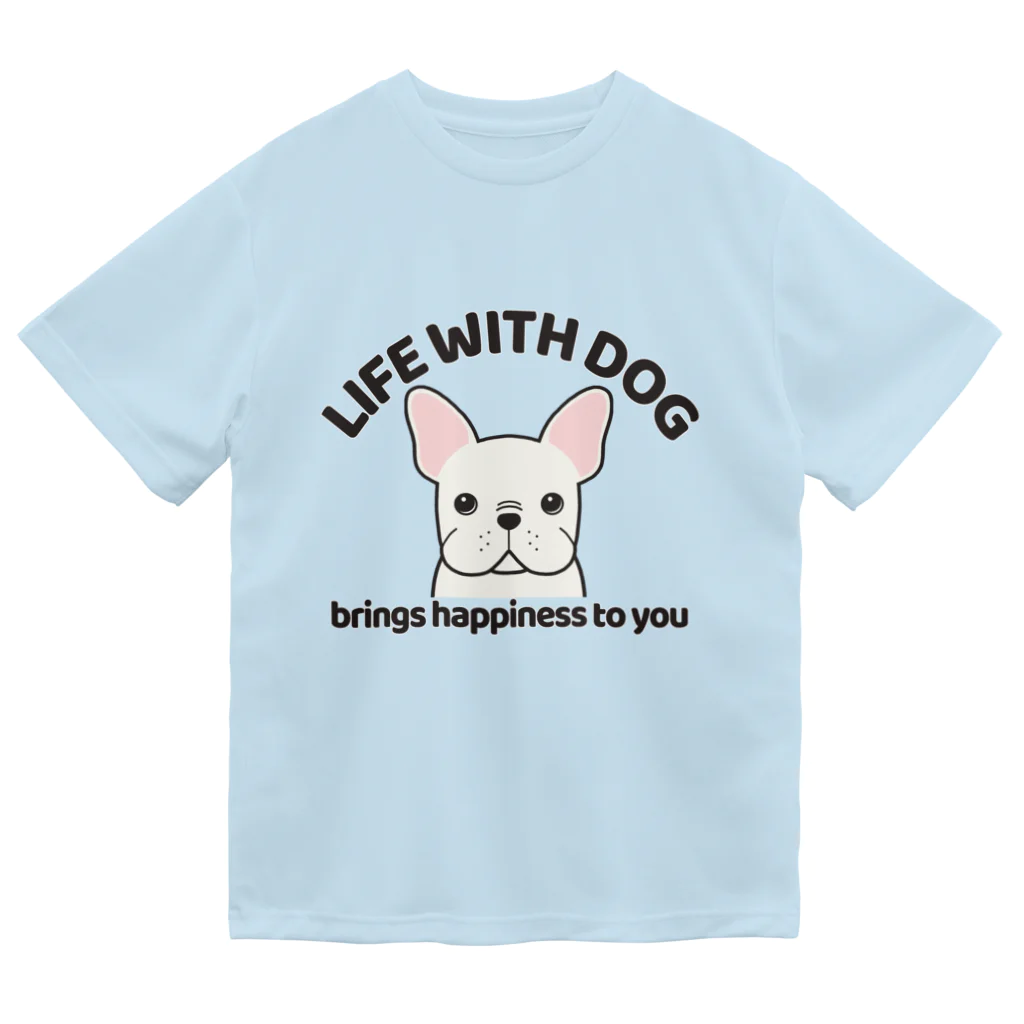 efrinmanの犬と共に(フレンチブル/白)  ドライTシャツ