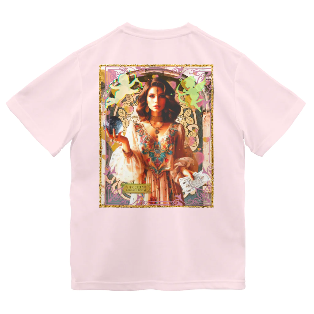 キキとココからのアールヌーボーの女神と戯れる天使たち ドライTシャツ