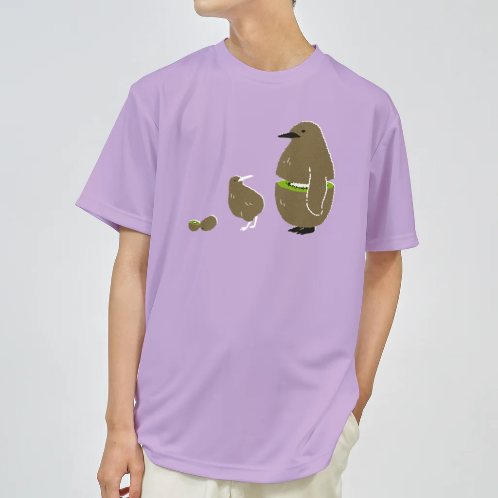 123izmのキウイなキングペンギン雛（グリーン） ドライTシャツ