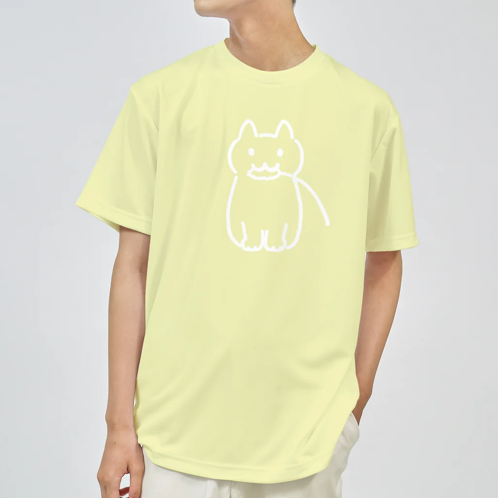 ネコトシアワセのねこじゃらしとネコ　シンプルTシャツ （白プリント） ドライTシャツ