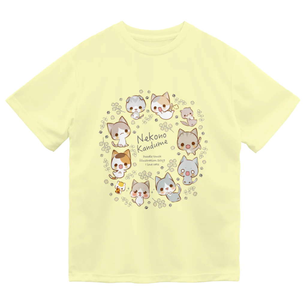 aska/ねこのかんづめのらくがき風-2019-ミモザ ドライTシャツ