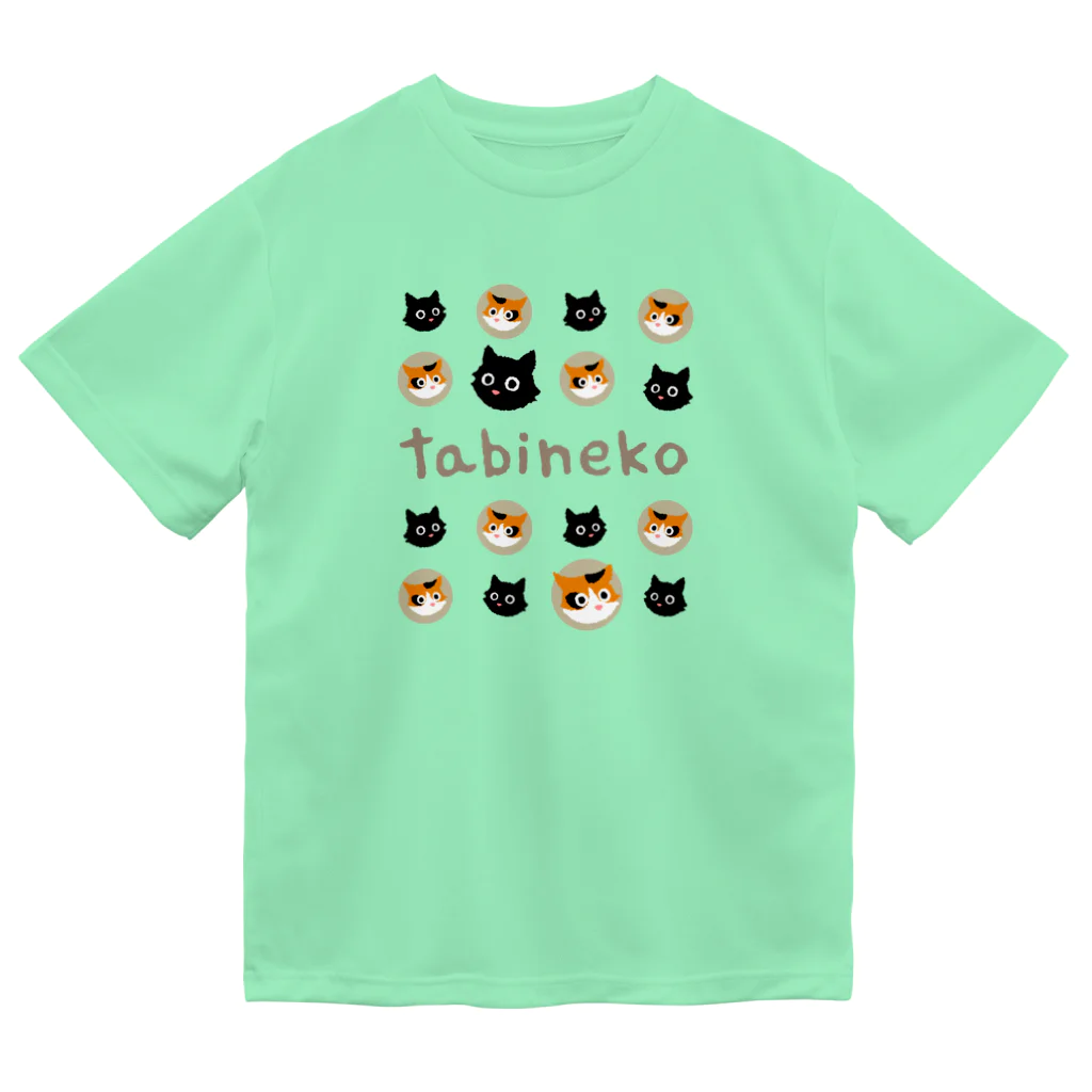 たびねこグッズSHOPのたびねこ-かおドット ドライTシャツ