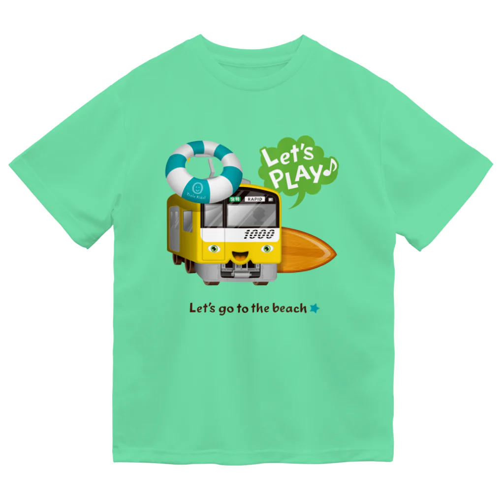 Train Kids! SOUVENIR SHOPの黄色い電車 「 海へ行こう 」 ドライTシャツ