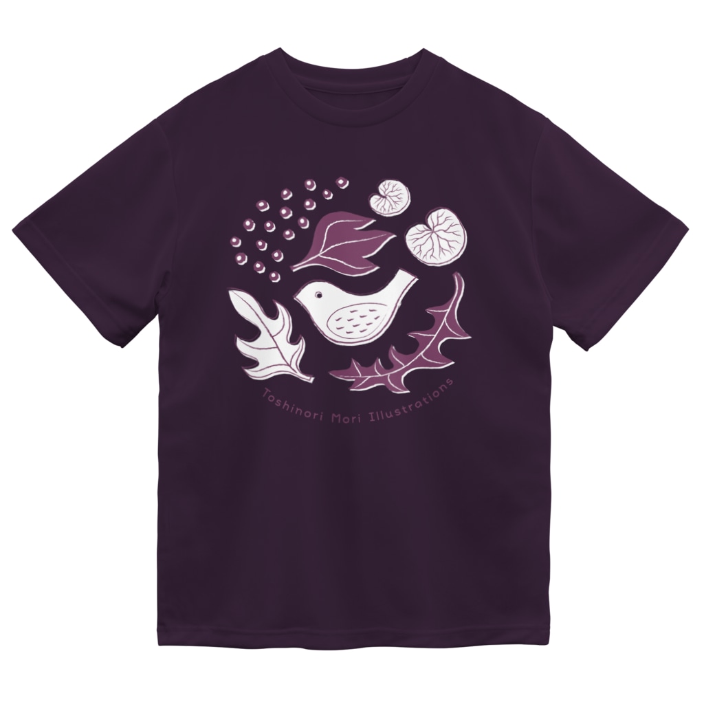TOSHINORI-MORIの鳥と野ぶどう（ムラサキ） Dry T-Shirt