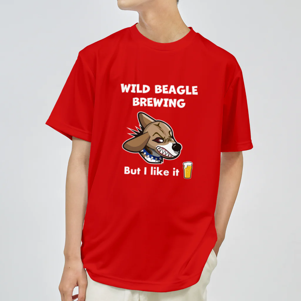 イラストカフェ（ビーグル）のWILD BEAGLE BREWING （ロゴW） ドライTシャツ