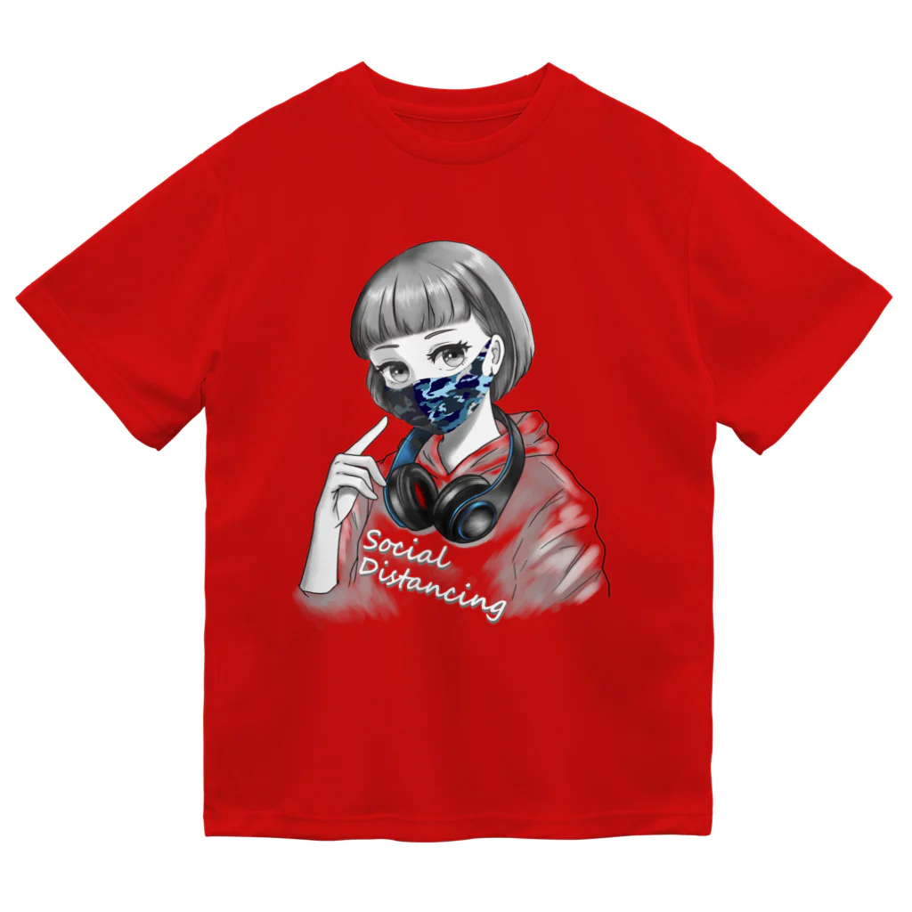 和温堂の迷彩マスク  ブルー　文字白 Dry T-Shirt