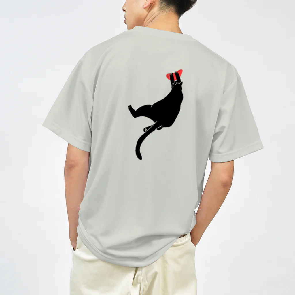 sunokko designのclimbing black cat バックプリント ドライTシャツ