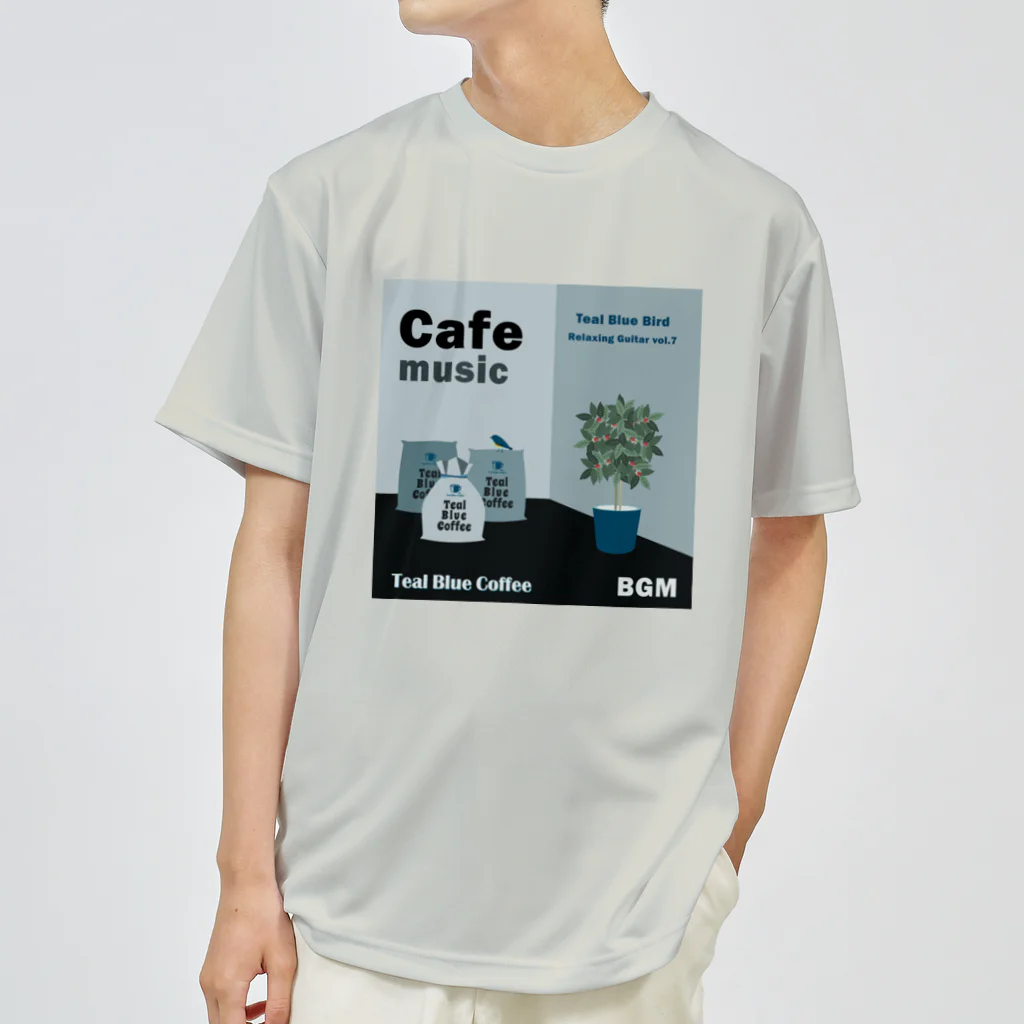 Teal Blue CoffeeのCafe music - Teal Blue Bird - ドライTシャツ