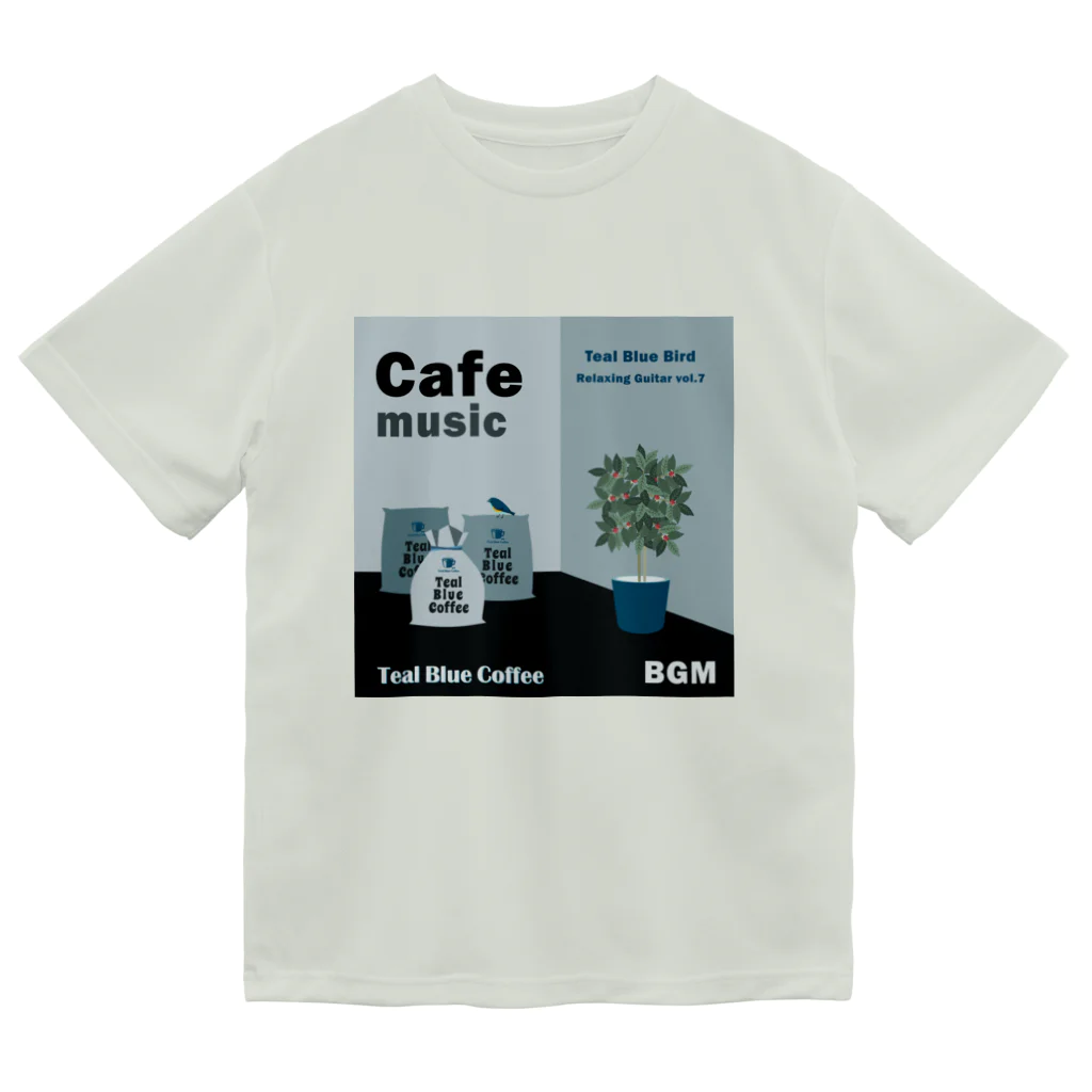 Teal Blue CoffeeのCafe music - Teal Blue Bird - ドライTシャツ