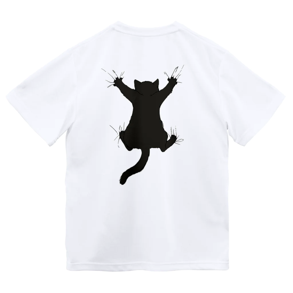 あふぐろ屋のひっつき黒猫（背面プリントのみVer.） ドライTシャツ