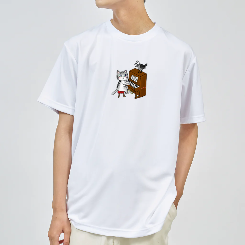 ミナミハチゴーのネコピアノwithヨゲンノトリ Dry T-Shirt