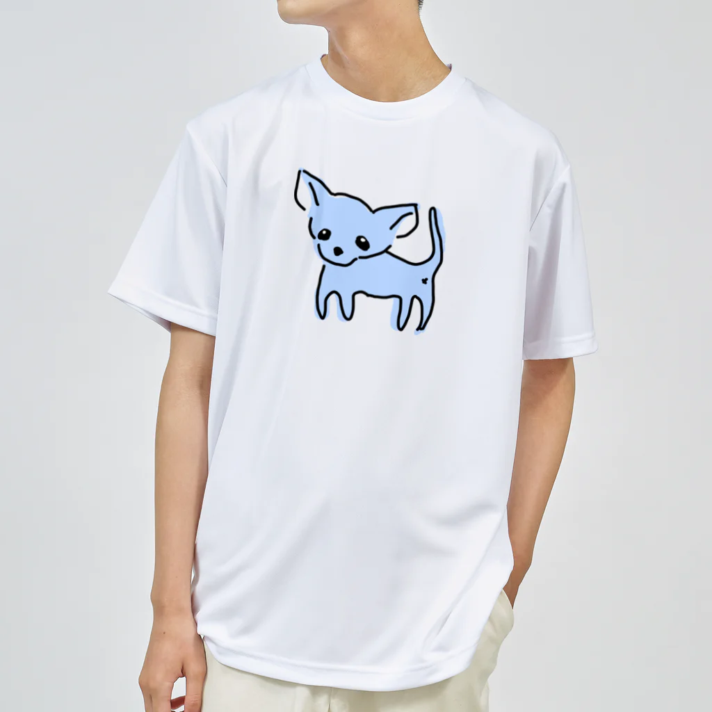 akane_art（茜音工房）のゆるチワワ（ブルー） Dry T-Shirt