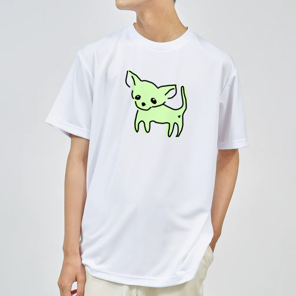 akane_art（茜音工房）のゆるチワワ（グリーン） Dry T-Shirt