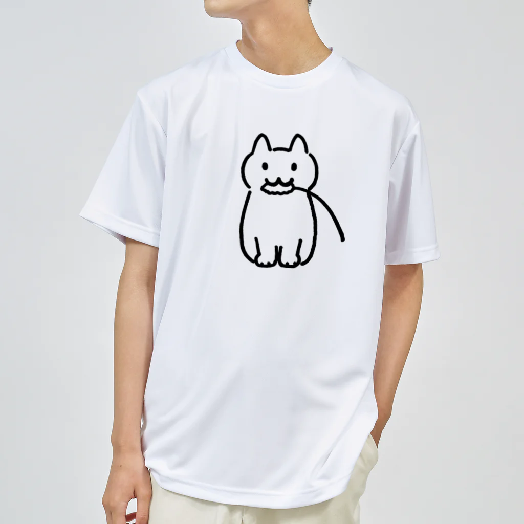 ネコトシアワセのねこじゃらしとネコ　シンプル ドライTシャツ