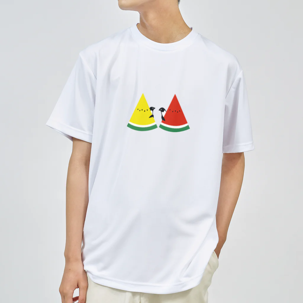 raindropのスイカとペンギン ドライTシャツ