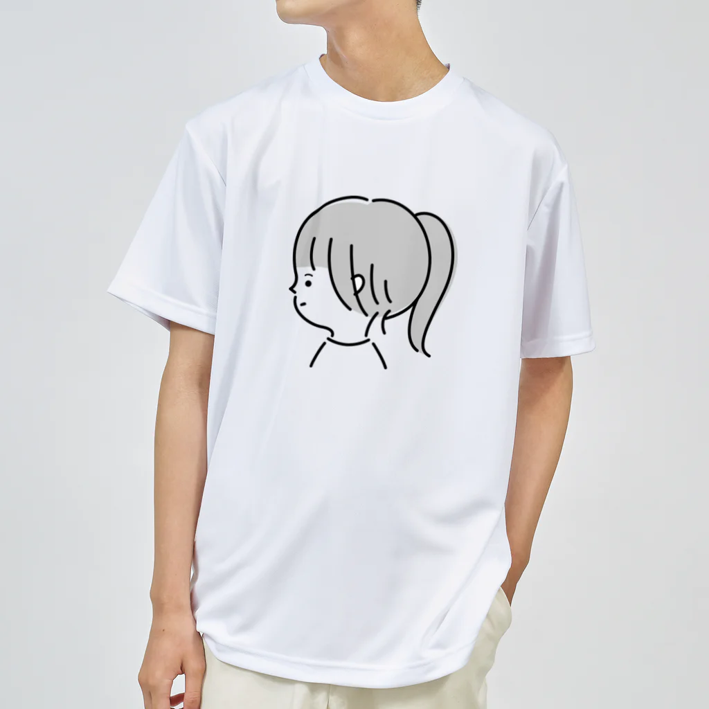 えくぼのポニーテールの女の子 ドライTシャツ