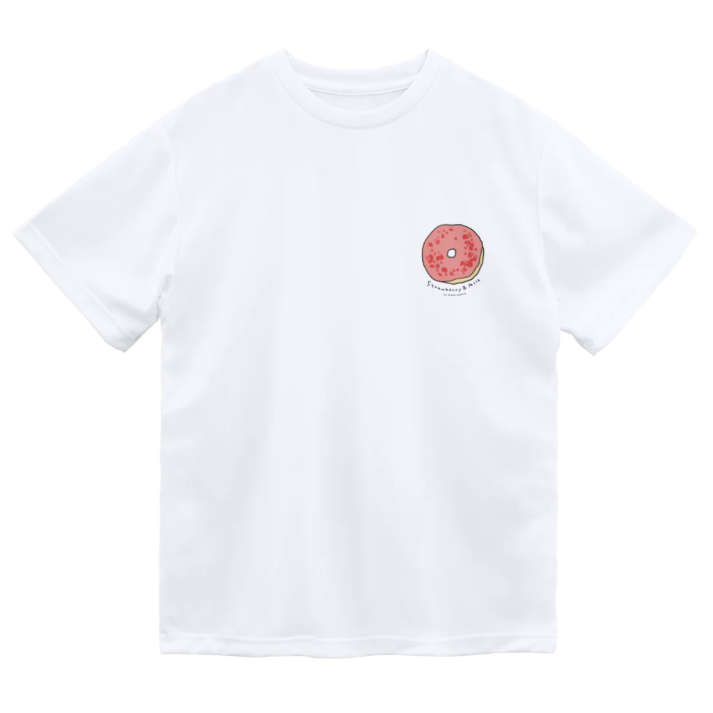 ミサキドーナツ 公式 SUZURI店のいちごミルク(黒文字) ドライTシャツ