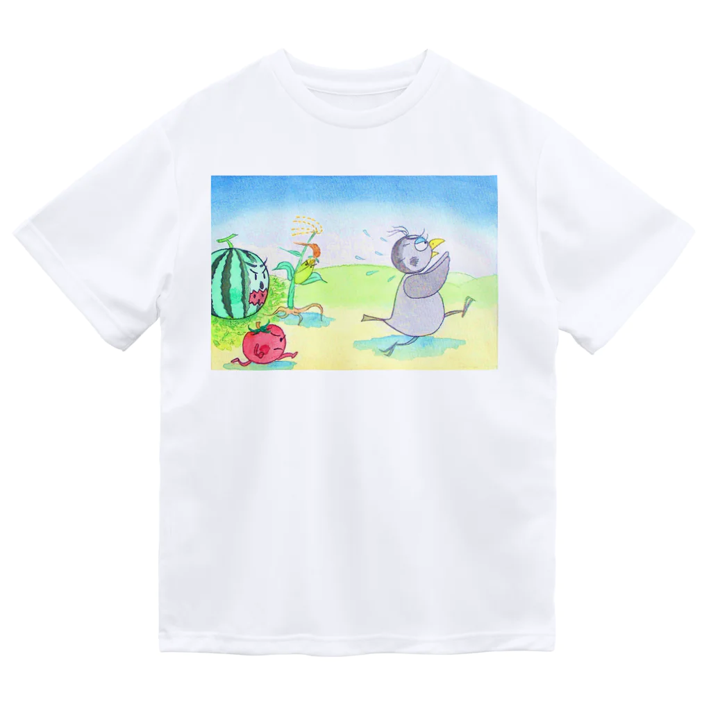 「アートとメルヘンと創作の森デザイングッズ」のファンタジー物語ピピのつばさ　(いたずらカラスのリルレ) Dry T-Shirt