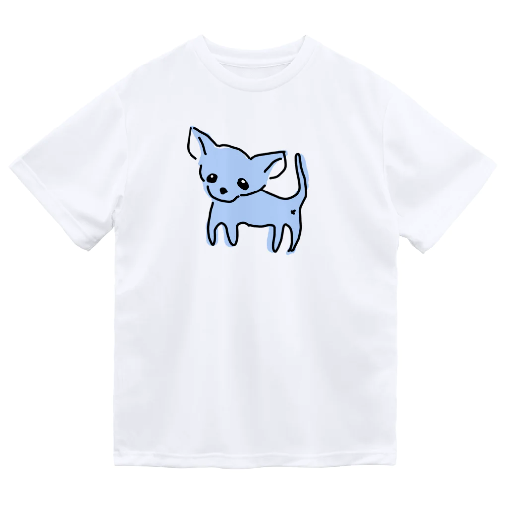 akane_art（茜音工房）のゆるチワワ（ブルー） Dry T-Shirt