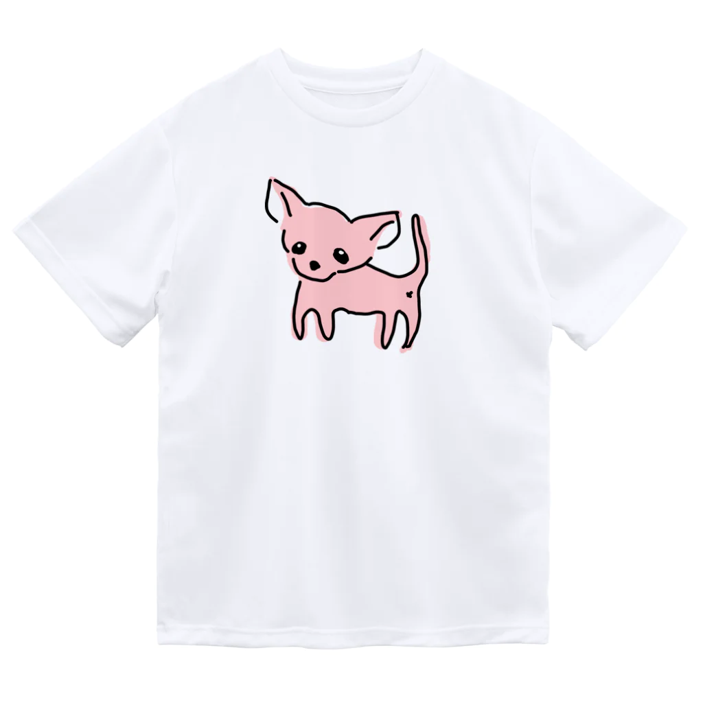 akane_art（茜音工房）のゆるチワワ（ピンク） ドライTシャツ