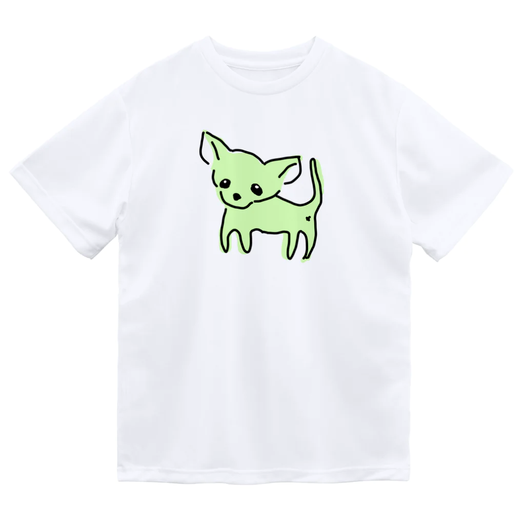 akane_art（茜音工房）のゆるチワワ（グリーン） Dry T-Shirt