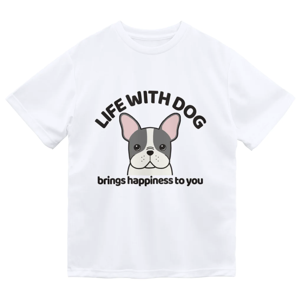 efrinmanの犬と共に(フレンチブル/パイド)  ドライTシャツ