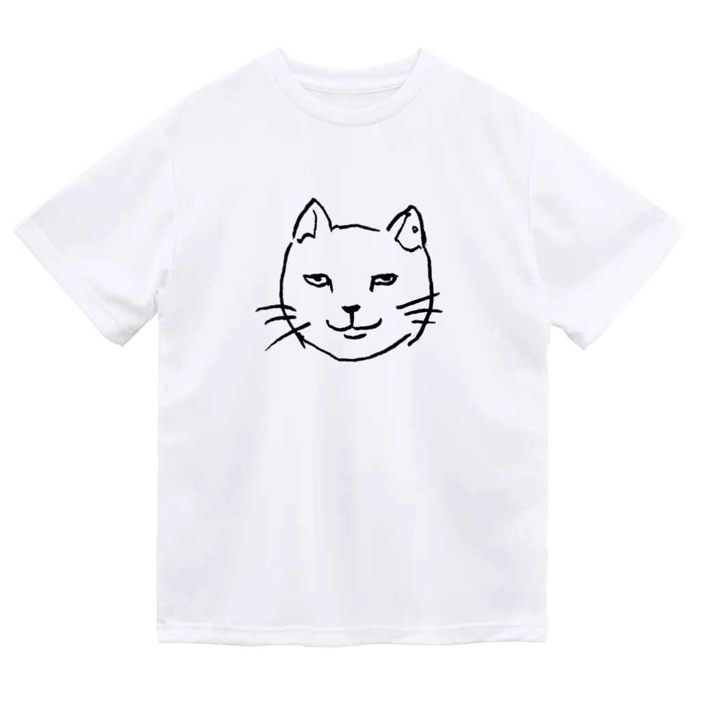ネコトシアワセのニヒルな白猫  ドライTシャツ