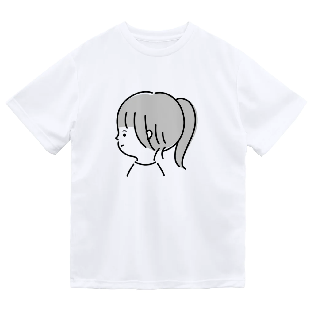 えくぼのポニーテールの女の子 ドライTシャツ