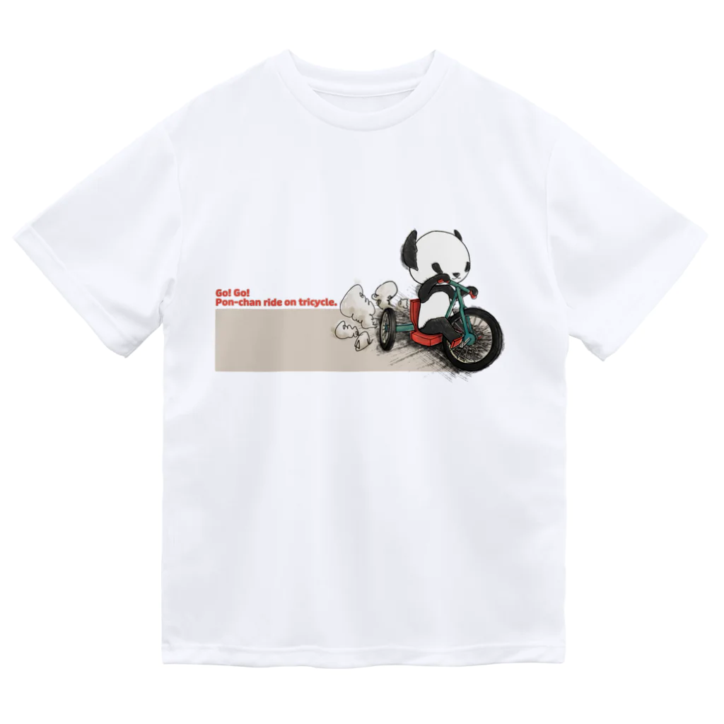 Masashi Kaminkoの【パンダ】三輪車に乗るポンちゃん ドライTシャツ