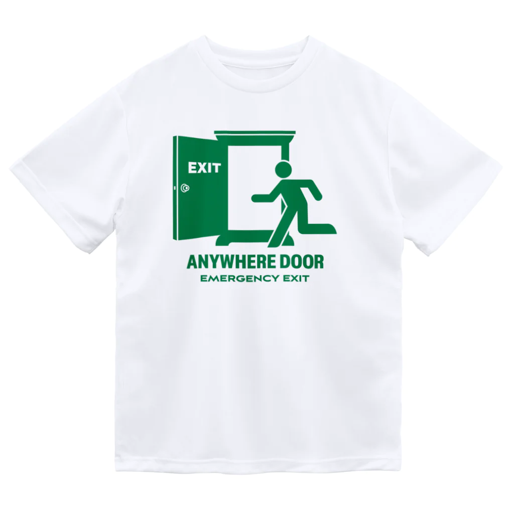 kg_shopのANYWHERE DOOR【非常口パロディ】 Dry T-Shirt