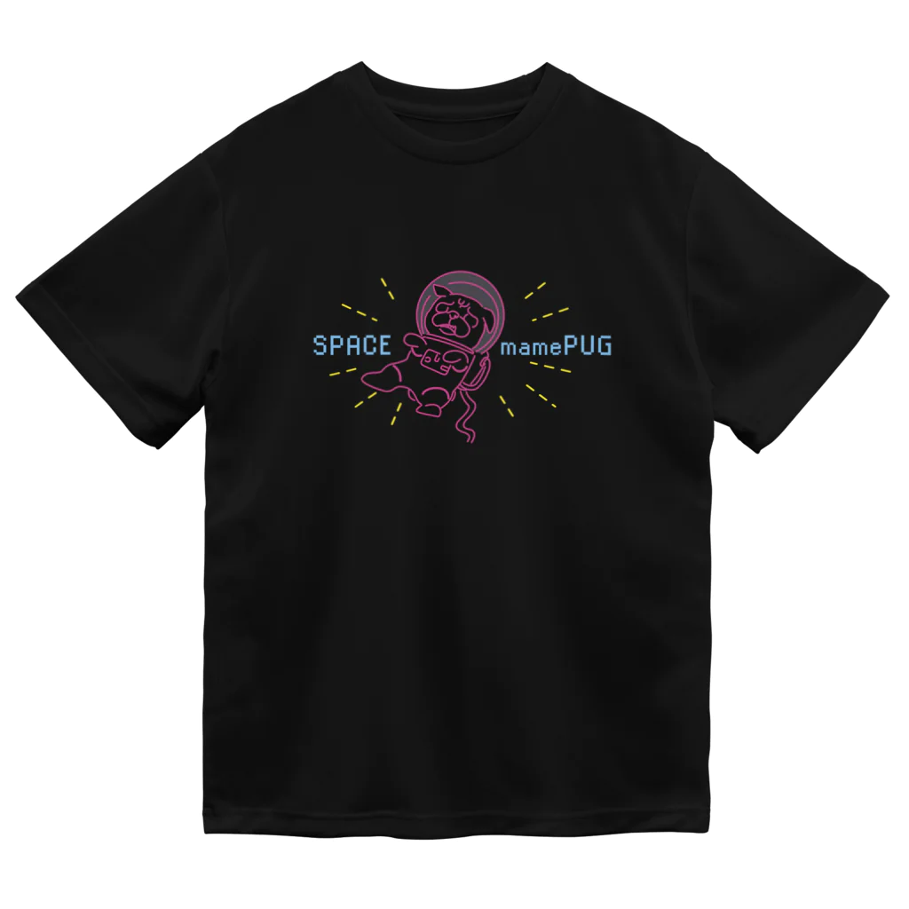 OmamePugの宇宙に漂うパグ ドライTシャツ