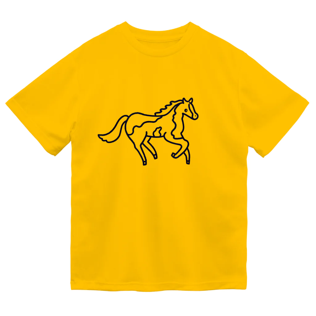 Futakawa Mayuのグッズショップの馬 ブチ 紺 Dry T-Shirt