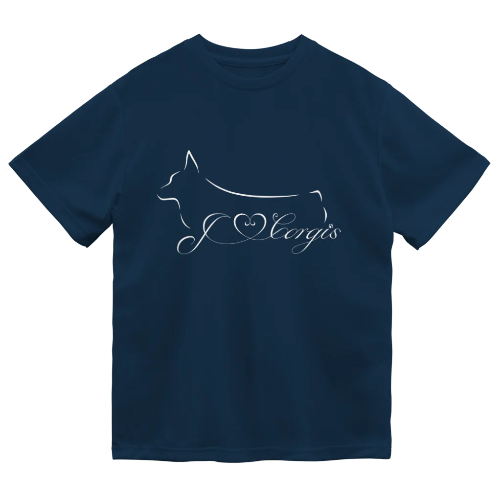 ORCATのI Love Corgis （ロゴホワイト） ドライTシャツ