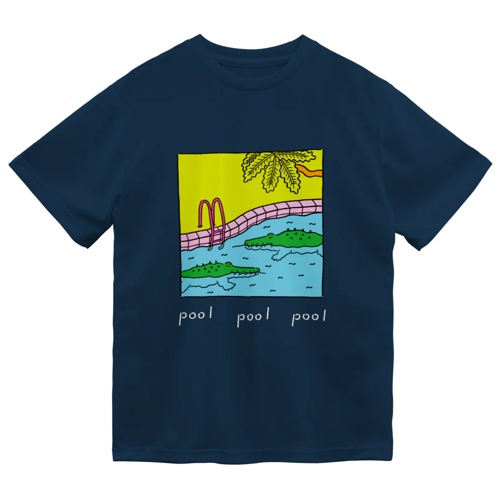 Futakawa Mayuのグッズショップのpool ワニ 白文字 Dry T-Shirt