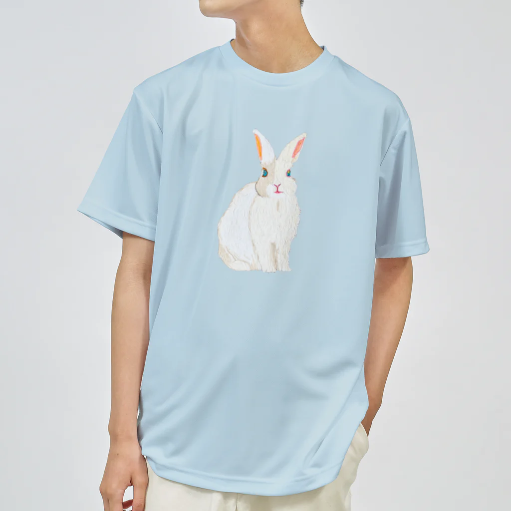 rabbit loverのフワフワうさぎ（白） ドライTシャツ