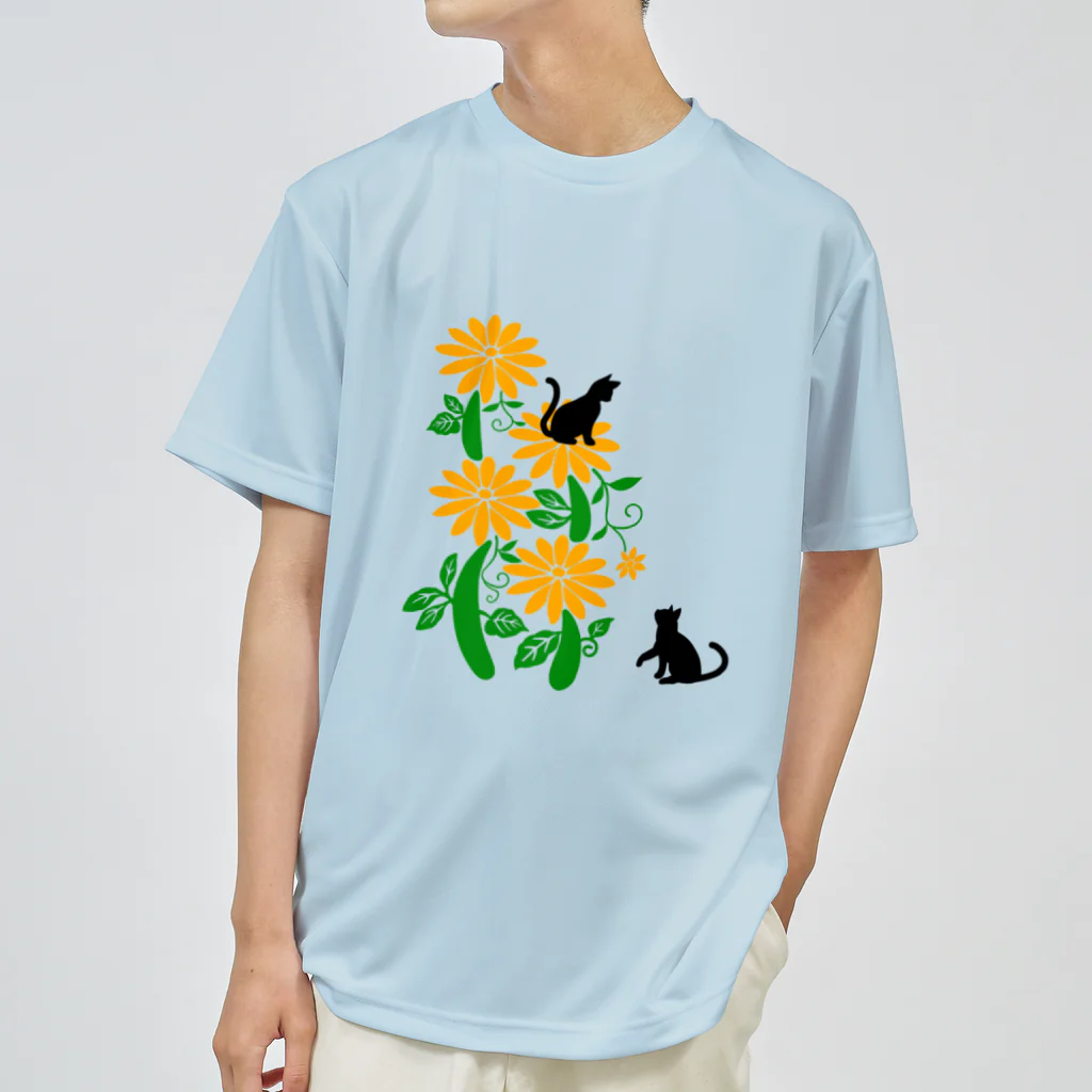 MegSan's free design🌷のフラワーキャットタワー(黒猫) Dry T-Shirt