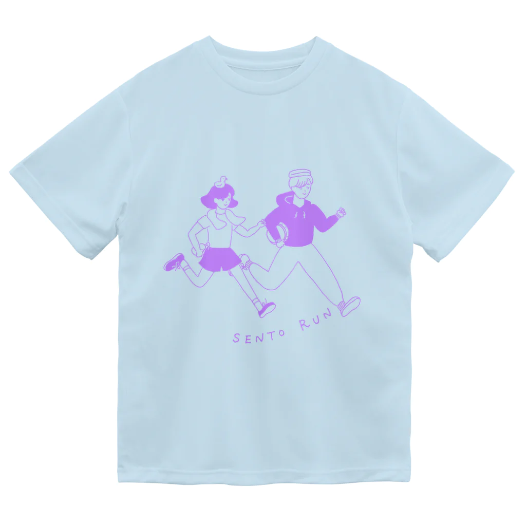 銭湯ラン.comの銭湯ランTシャツ ライトブルー ドライTシャツ