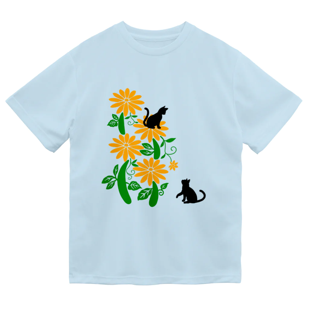 MegSan's free design🌷のフラワーキャットタワー(黒猫) Dry T-Shirt