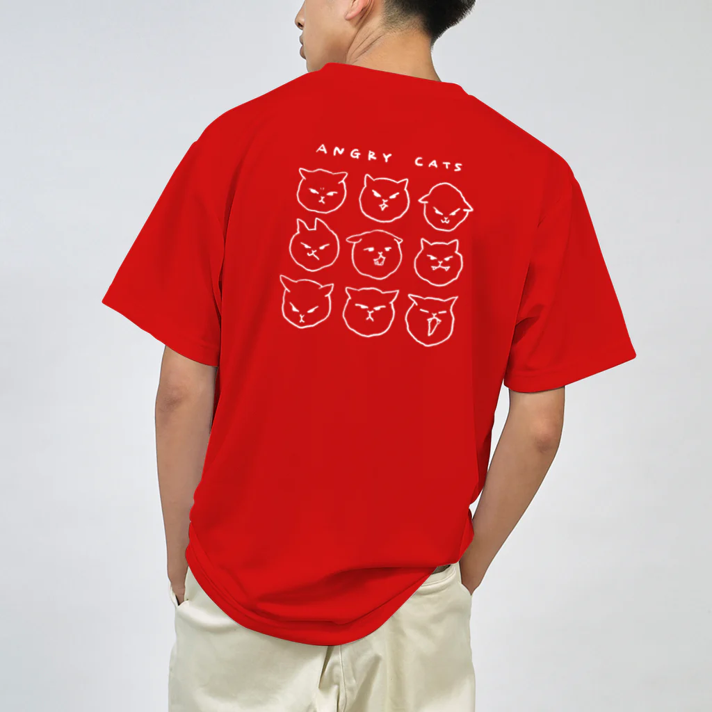 sasurai_dogのアングリーネコチャンズ(白) Dry T-Shirt